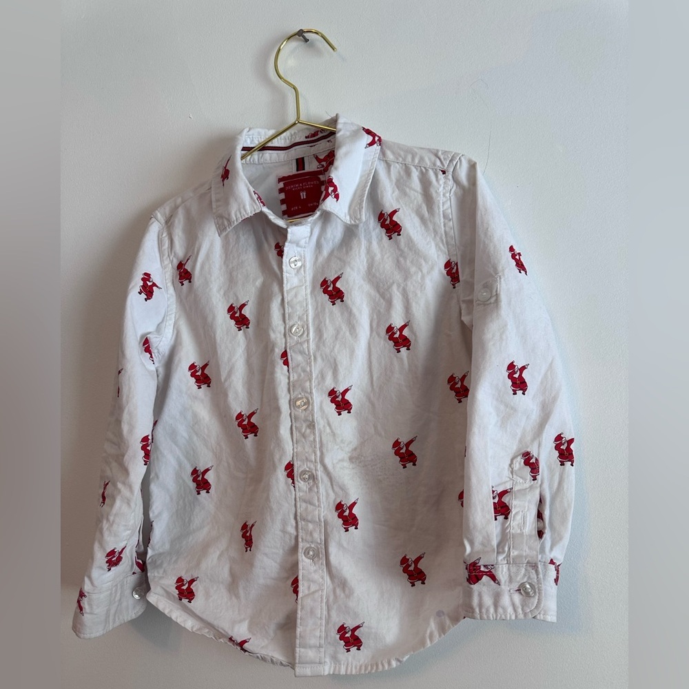 Boys Dabbing Santa Button Up